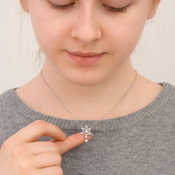 Sterling Silver Crystal Snowflake Necklace