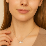 Load image into Gallery viewer, Silver Baguette Crystal Pendant Necklace - PEACORA
