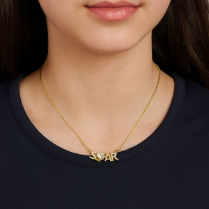 Sparkling “SOAR” Gold Charm Necklace - PEACORA