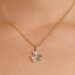 Load image into Gallery viewer, Gold Floral Crystal Pendant Necklace - PEACORA
