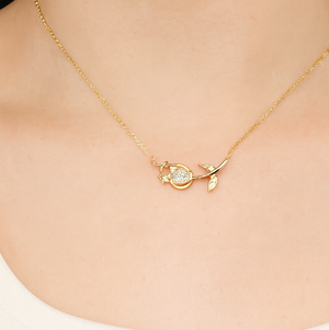 Gold Tulip Blossom Pendant Necklace - PEACORA