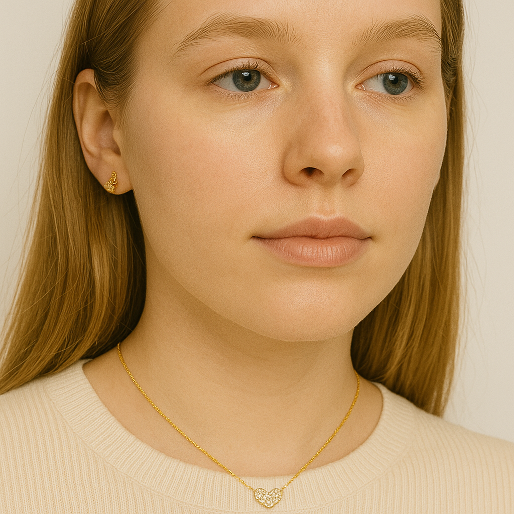 Gold Heart Crystal Pendant Necklace - PEACORA