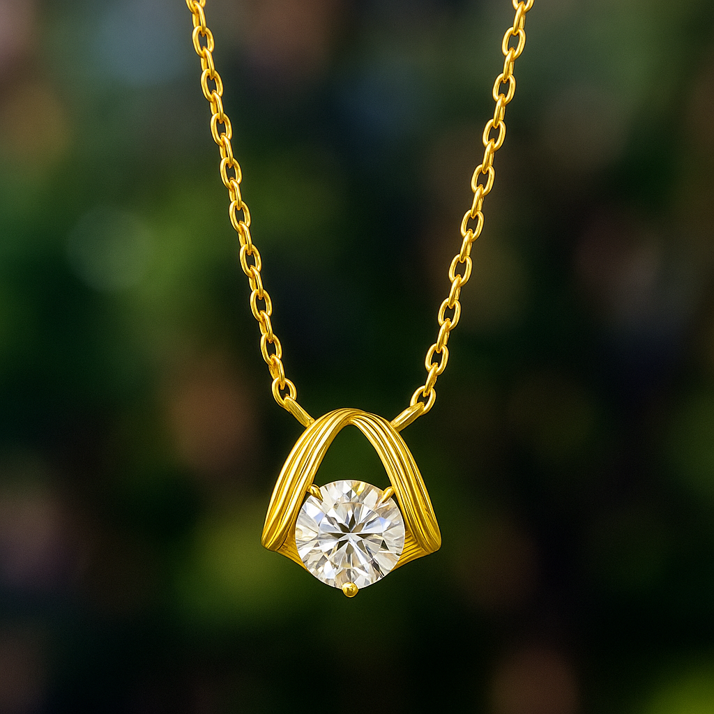 Elegant Gold Pendant Necklace - PEACORA