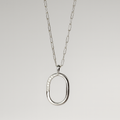 Silver Open Oval Pendant Necklace - PEACORA