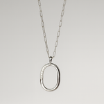 Load image into Gallery viewer, Silver Open Oval Pendant Necklace
