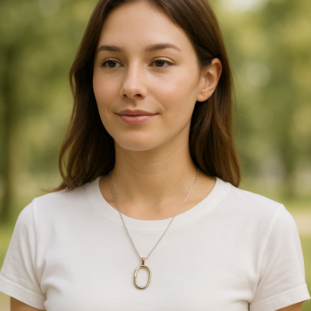 Silver Open Oval Pendant Necklace