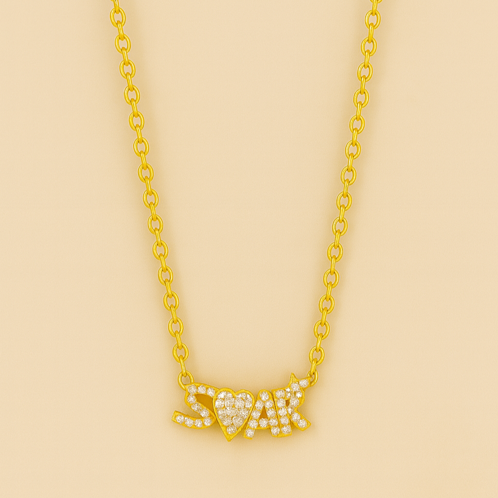 Sparkling “SOAR” Gold Charm Necklace - PEACORA