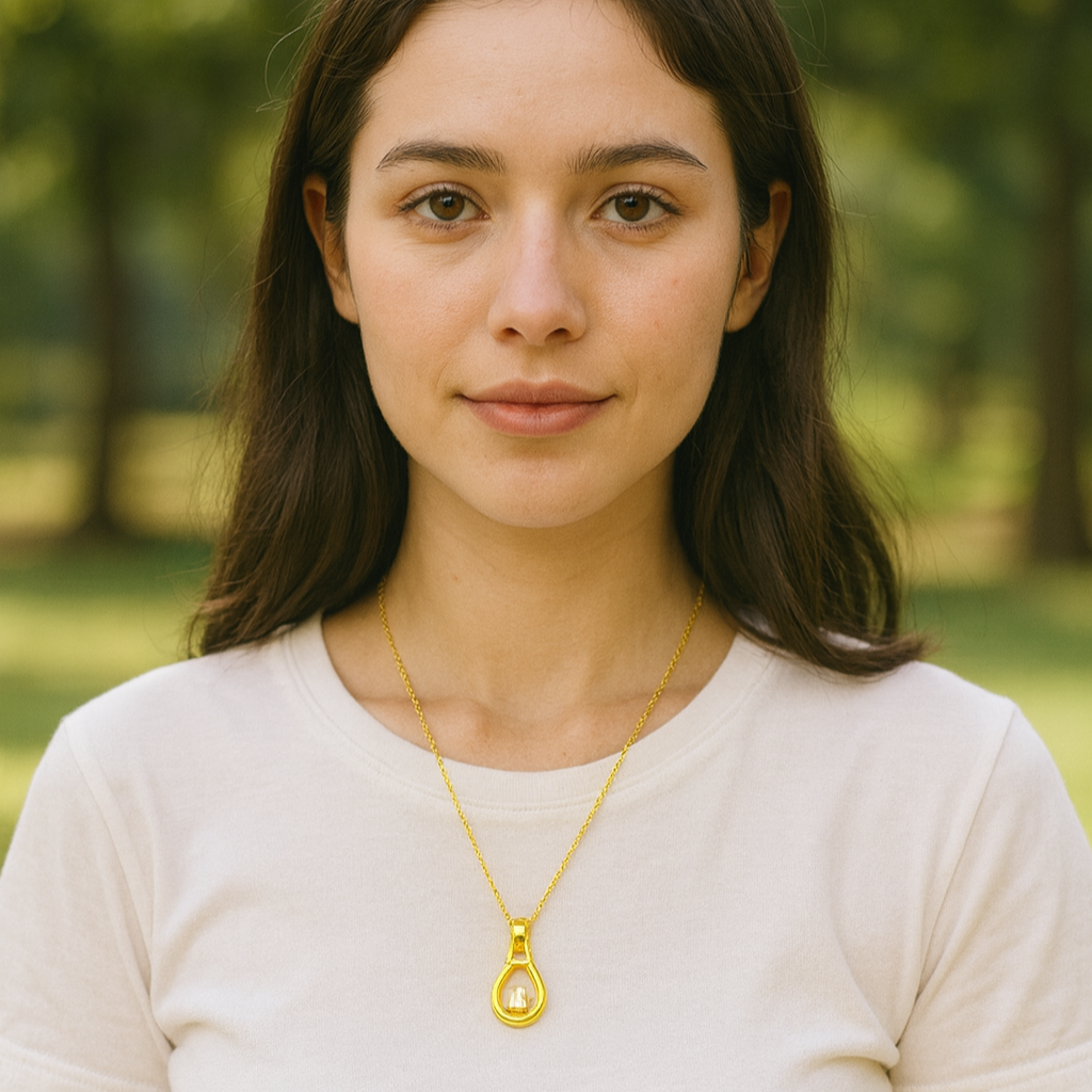 Gold Horseshoe Crystal Pendant Necklace - PEACORA
