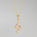 Gold Snake Crystal Pendant Necklace - PEACORA