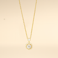 Gold Radiant Halo Pendant Necklace - PEACORA