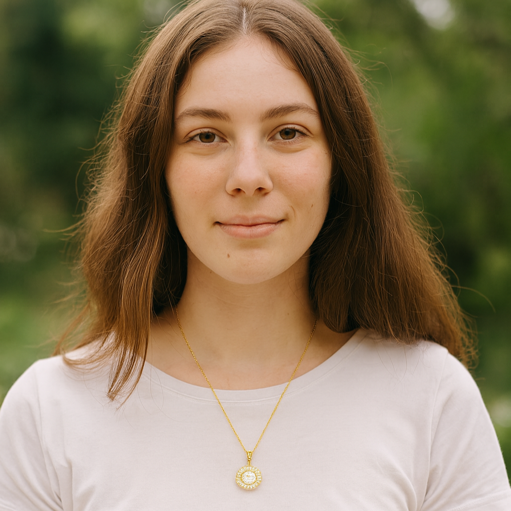 Gold Radiant Halo Pendant Necklace - PEACORA