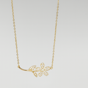 Gold Floral Branch Pendant Necklace - PEACORA