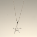 Silver Starfish Crystal Pendant Necklace - PEACORA