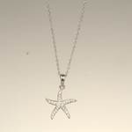 Load image into Gallery viewer, Silver Starfish Crystal Pendant Necklace
