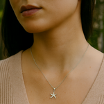 Load image into Gallery viewer, Silver Starfish Crystal Pendant Necklace
