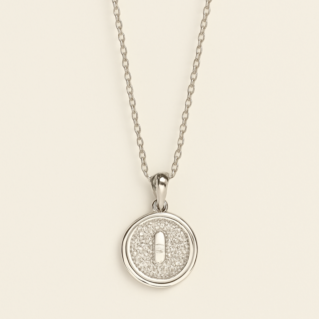 Silver Crystal Medallion Pendant Necklace
