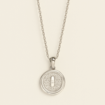 Load image into Gallery viewer, Silver Crystal Medallion Pendant Necklace
