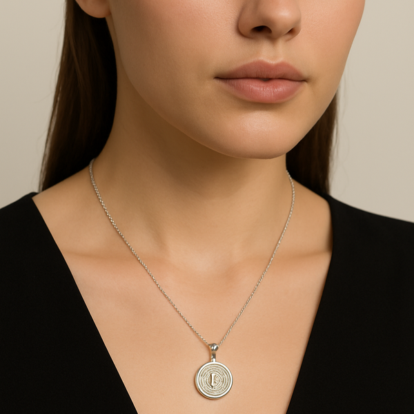 Silver Crystal Medallion Pendant Necklace