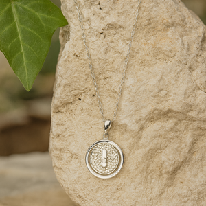 Silver Crystal Medallion Pendant Necklace - PEACORA