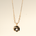 Load image into Gallery viewer, Rose Gold Black Rose Pendant Necklace
