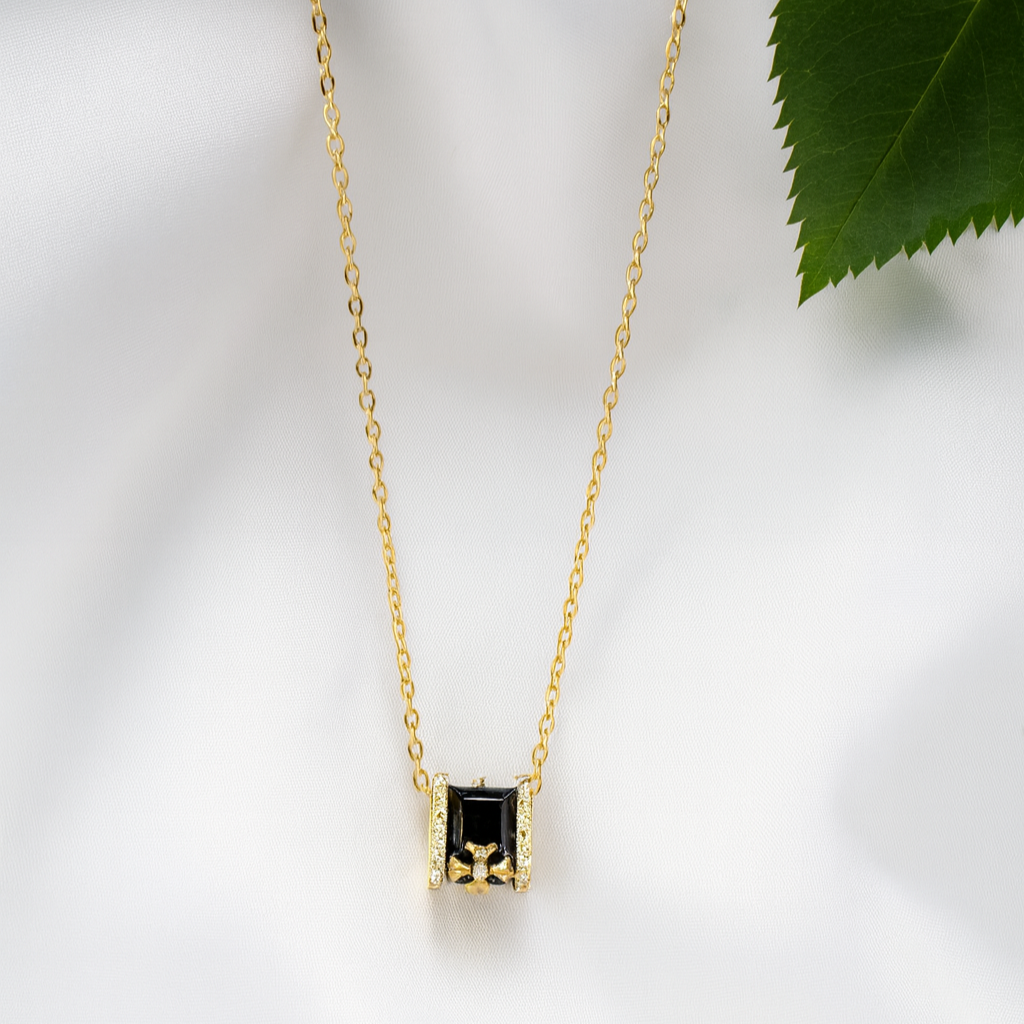 Gold Vermeil Cross Barrel Pendant Necklace - PEACORA