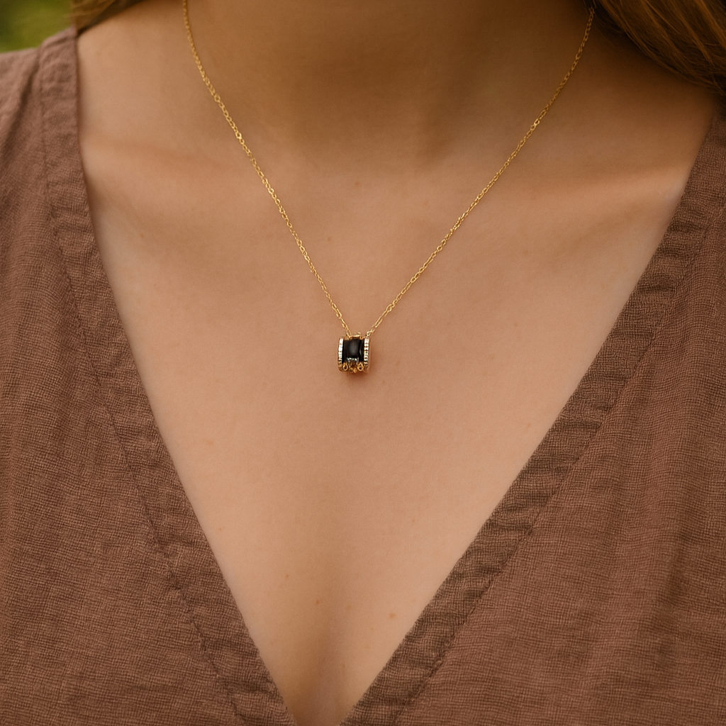 Gold Vermeil Cross Barrel Pendant Necklace