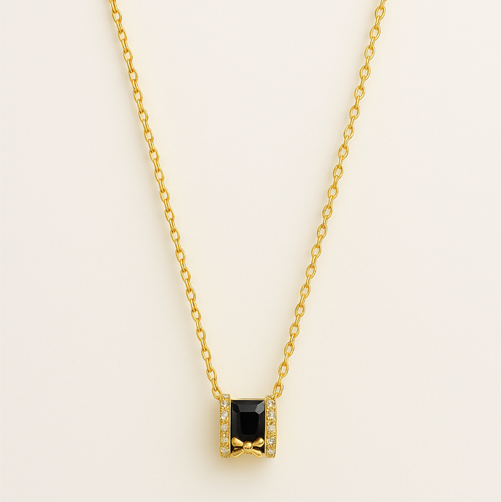 Gold Vermeil Cross Barrel Pendant Necklace