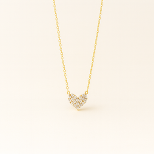 Gold Heart Crystal Pendant Necklace - PEACORA
