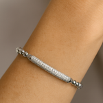 Load image into Gallery viewer, Shimmer Grace Polished Beaded Accent Bangle - PEACORA
