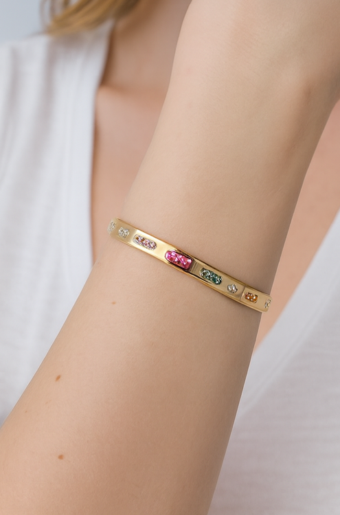 Radiant Gold Plated Stainless Steel Bangle - PEACORA
