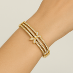 Load image into Gallery viewer, 14K Gold Plated Stainless Steel Bangle – Double Butterfly Design - PEACORA
