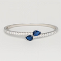 Sterling Silver Bangle with Blue Gemstones - PEACORA