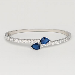 Sterling Silver Bangle with Blue Gemstones - PEACORA