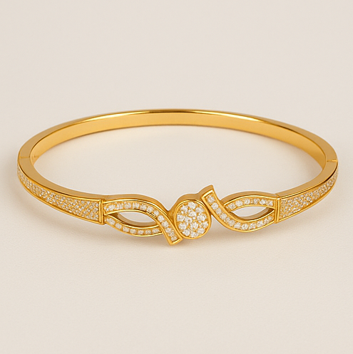 Radiant Twist Bangle 14K Gold Plating Stainless Steel - PEACORA