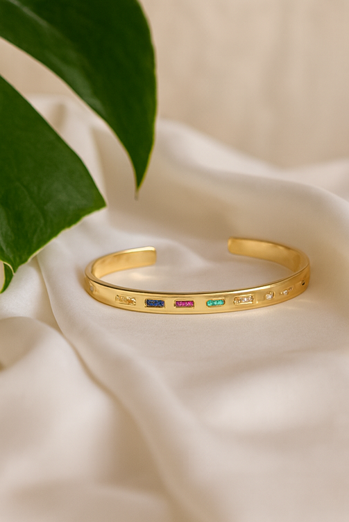 Radiant Gold Plated Stainless Steel Bangle - PEACORA