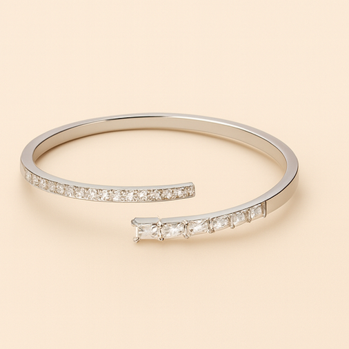 Lustrous Charm Open Elegance Statement Bangle - PEACORA