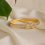 Load image into Gallery viewer, Radiant X-Cross Gold Plated Stainless Steel Bangle - PEACORA
