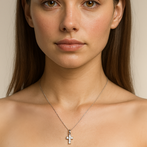 Classic Crystal Cross Pendant Necklace - PEACORA