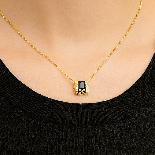 Gold Vermeil Cross Barrel Pendant Necklace