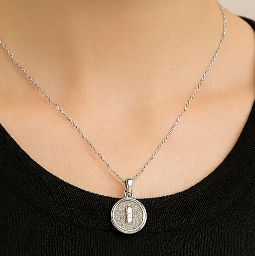 Silver Crystal Medallion Pendant Necklace - PEACORA