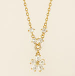 Load image into Gallery viewer, Gold Floral Drop Crystal Necklace - PEACORA
