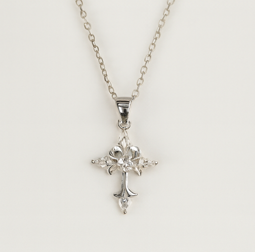 Filigree Cross Pendant Necklace - PEACORA