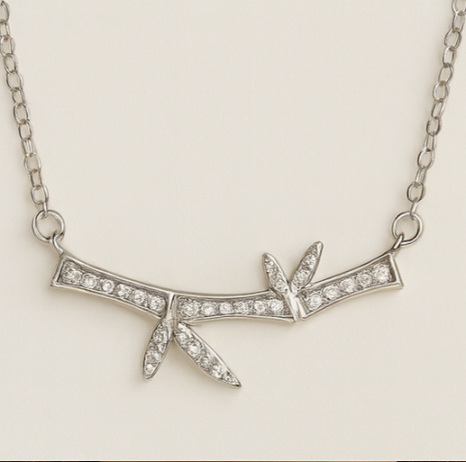 Gold Bamboo-Inspired Pendant Necklace - PEACORA