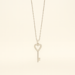 Load image into Gallery viewer, Silver Heart Key Pendant Necklace
