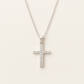 Sterling Silver Double Crystal Cross Necklace - PEACORA