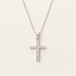 Load image into Gallery viewer, Sterling Silver Double Crystal Cross Necklace
