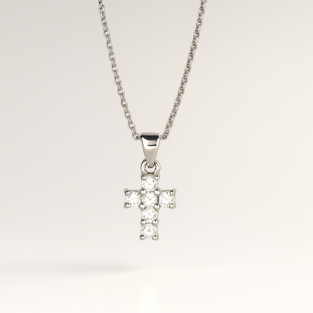 Classic Crystal Cross Pendant Necklace - PEACORA