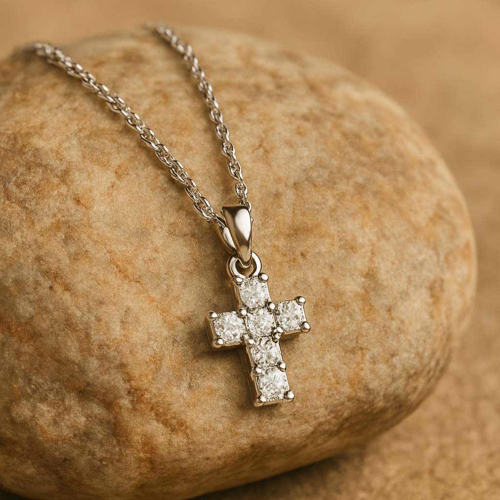 Classic Crystal Cross Pendant Necklace - PEACORA