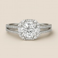 Round Moissanite Halo Split Band Ring - PEACORA