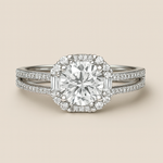 Load image into Gallery viewer, Round Moissanite Halo Split Band Ring - PEACORA
